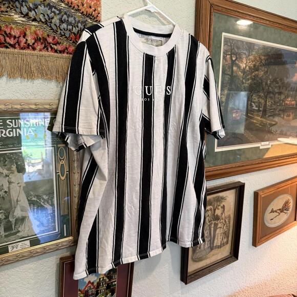 Vintage 90s Guess Originals Black And White Striped Skate Surfing Shirt Size L - Picture 2 of 6